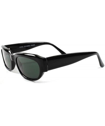 Rectangular Classic Deadstock Genuine Vintage 80s 90s Small Rectangle Sunglasses - Black - CC18X4SE8CZ $8.73