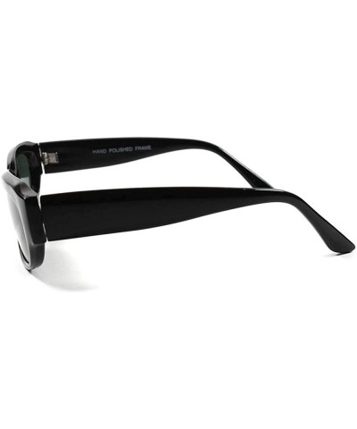 Rectangular Classic Deadstock Genuine Vintage 80s 90s Small Rectangle Sunglasses - Black - CC18X4SE8CZ $8.73