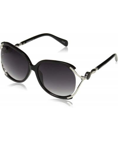 Oversized Women's 1005SP Vented Rectangular Sunglasses with Round Enamel Temple Design & 100% UV Protection - 70 mm - Black -...
