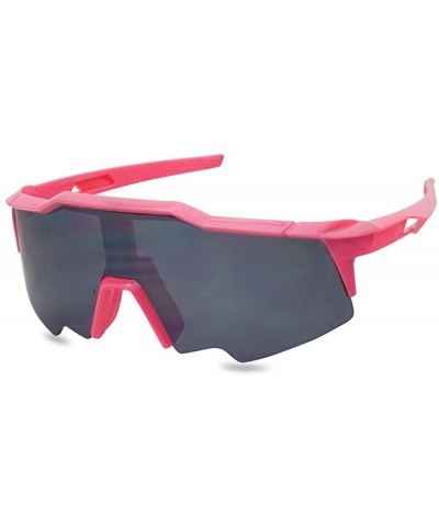 Oversized Oversized Wrap Around Reflective Mirrored Performance Sports Colored Frame Sunglasses for Men and Women - CX18Z4ZZC...