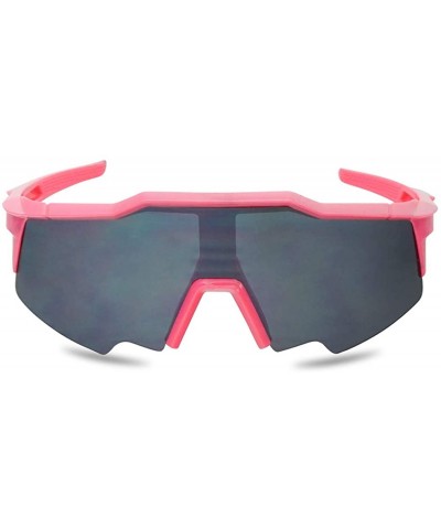 Oversized Oversized Wrap Around Reflective Mirrored Performance Sports Colored Frame Sunglasses for Men and Women - CX18Z4ZZC...