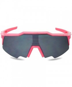 Oversized Oversized Wrap Around Reflective Mirrored Performance Sports Colored Frame Sunglasses for Men and Women - CX18Z4ZZC...