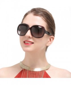 Round Classic Oversized Womens Polarized Sunglasses Uv400 Protection Fashionwear Pop Sun Eye Glass - Brown - CX18MG5940Q $18.01