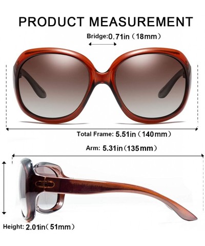 Round Classic Oversized Womens Polarized Sunglasses Uv400 Protection Fashionwear Pop Sun Eye Glass - Brown - CX18MG5940Q $18.01