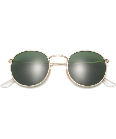 Aviator Classic Retro Metal Frame Round Circle Mirrored Sunglasses Men Women Glasses 3447 - G15 Green Glass - C712JPLNI05 $12.04