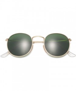 Aviator Classic Retro Metal Frame Round Circle Mirrored Sunglasses Men Women Glasses 3447 - G15 Green Glass - C712JPLNI05 $12.04