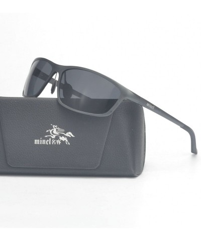 Rectangular Full-frame Al-Mg Day and Night Polarized Men's Driving Sunglasses - Gun-gray - CD1827YMA76 $15.21