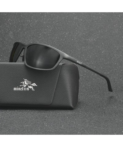 Rectangular Full-frame Al-Mg Day and Night Polarized Men's Driving Sunglasses - Gun-gray - CD1827YMA76 $15.21