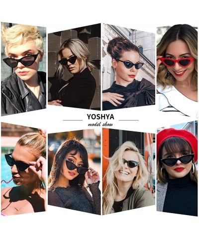 Round Retro Vintage Narrow Cat Eye Sunglasses for Women Clout Goggles Plastic Frame - Clear Blue / Blue - C618S39RQKT $8.51