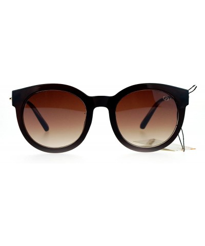 Wayfarer Pearl Round Horned Rim Horned Womens Fashion Sunglasses - Brown - CO12DI9C7YX $11.70