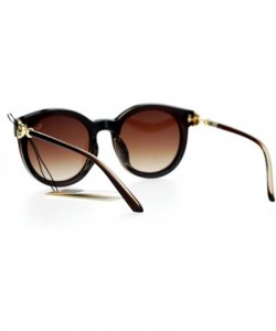 Wayfarer Pearl Round Horned Rim Horned Womens Fashion Sunglasses - Brown - CO12DI9C7YX $11.70