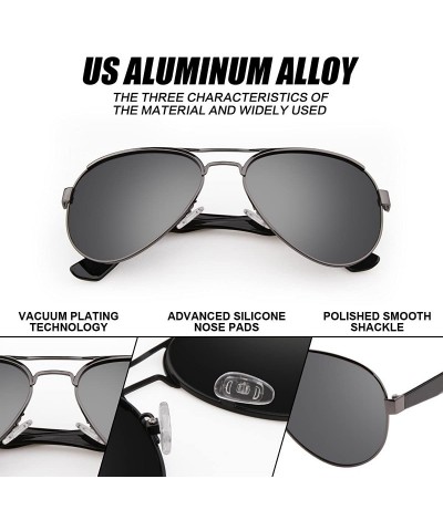Aviator Polarizer Aviator Sunglasses for Mens Womens Mirrored Sun Glasses Shades with Uv400 - Gun Grey - C2186ZONRW5 $9.98