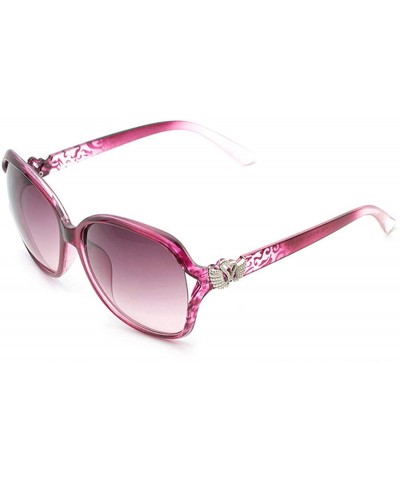 Oversized Vintage Classic Retro Heart Wing Sunglasses for Women Plate Resin UV 400 Protection Sunglasses - Purple - CA18SAT5C...