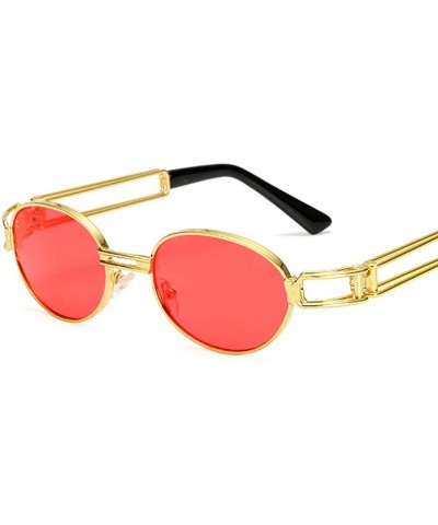 Oval Vintage Oval Sun Glasses Men Metal Frame Sunglasses Women Accessories Summer - Red - CE18E4QNEUZ $9.19