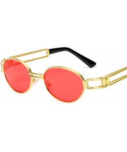 Oval Vintage Oval Sun Glasses Men Metal Frame Sunglasses Women Accessories Summer - Red - CE18E4QNEUZ $9.19