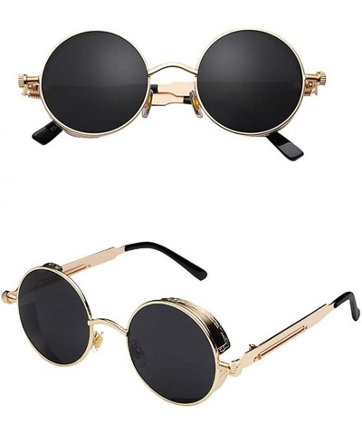 Wrap Punk sunglasses Men Women Round Vintage Mirrored Sunglasses Outdoor Eyewear - C - CR18TM5IXQW $9.49