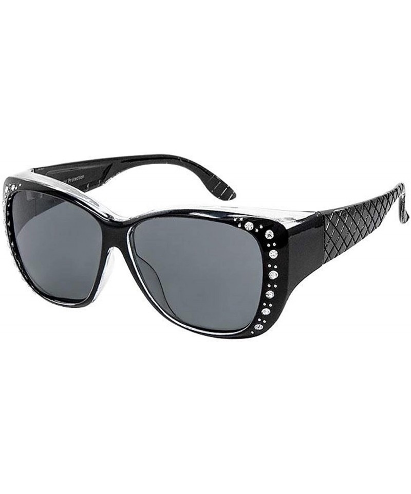 Sport The Starlet Polarized 55 mm Fit Over OTG Butterfly Rhinestone Oval Rectangular Sunglasses - Black - C618ZOCISRO $13.22