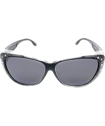 Sport The Starlet Polarized 55 mm Fit Over OTG Butterfly Rhinestone Oval Rectangular Sunglasses - Black - C618ZOCISRO $13.22