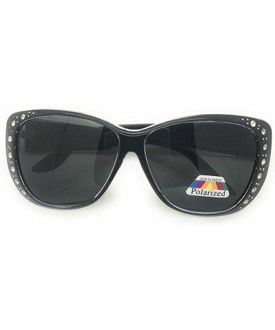 Sport The Starlet Polarized 55 mm Fit Over OTG Butterfly Rhinestone Oval Rectangular Sunglasses - Black - C618ZOCISRO $13.22