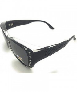 Sport The Starlet Polarized 55 mm Fit Over OTG Butterfly Rhinestone Oval Rectangular Sunglasses - Black - C618ZOCISRO $13.22