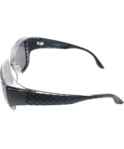 Sport The Starlet Polarized 55 mm Fit Over OTG Butterfly Rhinestone Oval Rectangular Sunglasses - Black - C618ZOCISRO $13.22