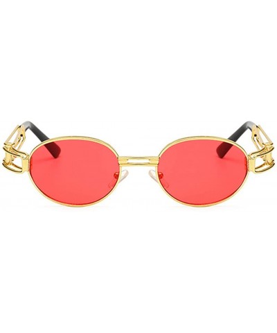 Oval Vintage Oval Sun Glasses Men Metal Frame Sunglasses Women Accessories Summer - Red - CE18E4QNEUZ $9.19
