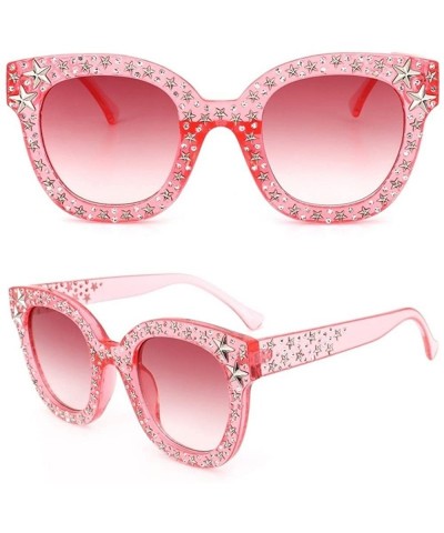 Cat Eye Women Sunglasses Women Brand Designer Cat Eye Full Star Eyeglasses Frame Mirror - 3 - CM18ED0OCGO $17.99