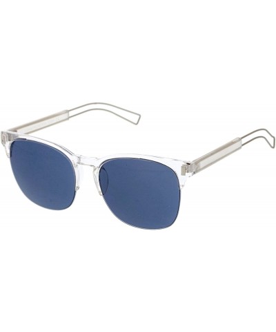 Wayfarer Semi Rimless Wire Hook Temples Square Lens Horn Rimmed Sunglasses 56mm - Clear-silver / Smoke - CH12NT8G4VW $9.32