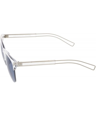 Wayfarer Semi Rimless Wire Hook Temples Square Lens Horn Rimmed Sunglasses 56mm - Clear-silver / Smoke - CH12NT8G4VW $9.32