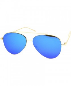 Aviator Mirrored Lens Aviator Sunglasses Metal Frame Unisex Fashion UV 400 - Gold (Blue Mirror) - C718XMU4WZU $10.48