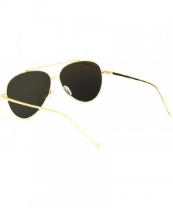 Aviator Mirrored Lens Aviator Sunglasses Metal Frame Unisex Fashion UV 400 - Gold (Blue Mirror) - C718XMU4WZU $10.48