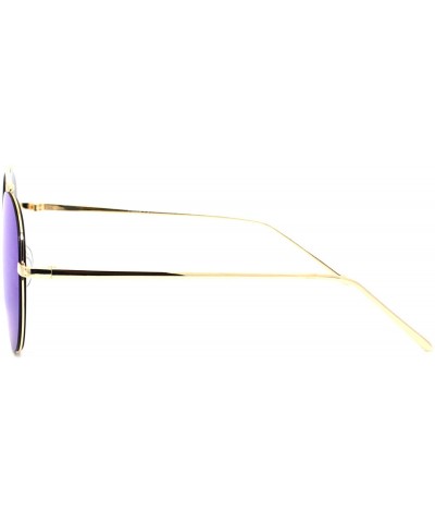 Aviator Mirrored Lens Aviator Sunglasses Metal Frame Unisex Fashion UV 400 - Gold (Blue Mirror) - C718XMU4WZU $10.48