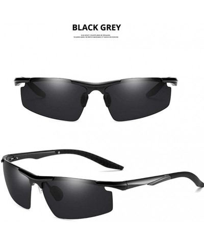 Rimless Men Rimless Polarized Sunglasses UV400 Mirror Driving Fishing Golf Sun Glasses for Male Driver - Black Grey - CS199KS...