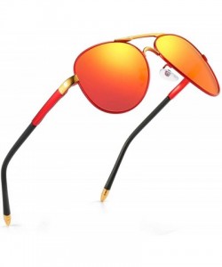 Aviator Luxury aviator Men's Polarized Driving Sunglasses shades For Men UV400 - Red Arm Gold Bridge Red Lens - CU18NZHI46Z $...