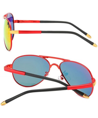 Aviator Luxury aviator Men's Polarized Driving Sunglasses shades For Men UV400 - Red Arm Gold Bridge Red Lens - CU18NZHI46Z $...