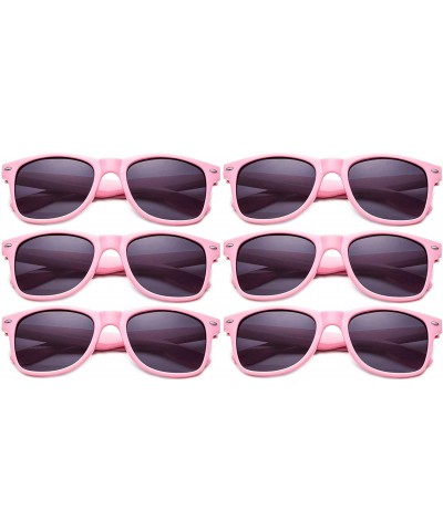 Wayfarer 80's Classic Blue Brothers Horn Rimmed Style Retro Colors Packs Vintage Retro Sunglasses (6 PACK) - 6 Pack- Pink - C...