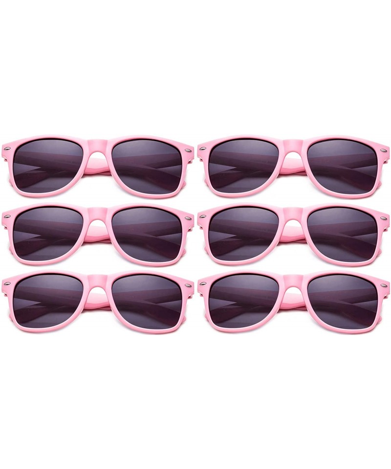 Wayfarer 80's Classic Blue Brothers Horn Rimmed Style Retro Colors Packs Vintage Retro Sunglasses (6 PACK) - 6 Pack- Pink - C...