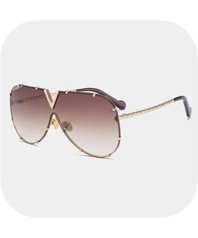 Oversized Sunglasses Men Women Design Metal Frame Oversized Personality Unisex Sun Glasses MS678 - C7 Gold-brown - C3197A2INE...