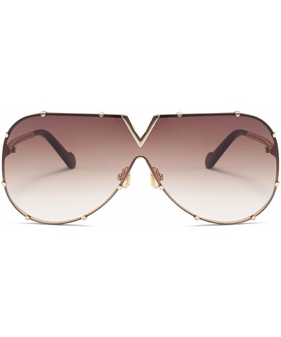 Oversized Sunglasses Men Women Design Metal Frame Oversized Personality Unisex Sun Glasses MS678 - C7 Gold-brown - C3197A2INE...