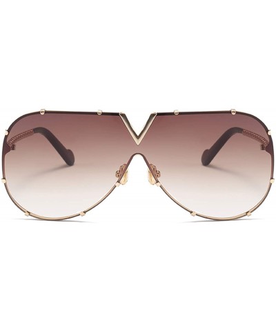 Oversized Sunglasses Men Women Design Metal Frame Oversized Personality Unisex Sun Glasses MS678 - C7 Gold-brown - C3197A2INE...