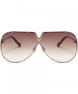 Oversized Sunglasses Men Women Design Metal Frame Oversized Personality Unisex Sun Glasses MS678 - C7 Gold-brown - C3197A2INE...