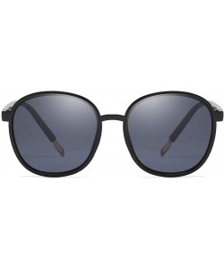 Round Unisex Sunglasses Retro Black Drive Holiday Round Non-Polarized UV400 - Black - CA18R092AQR $10.77