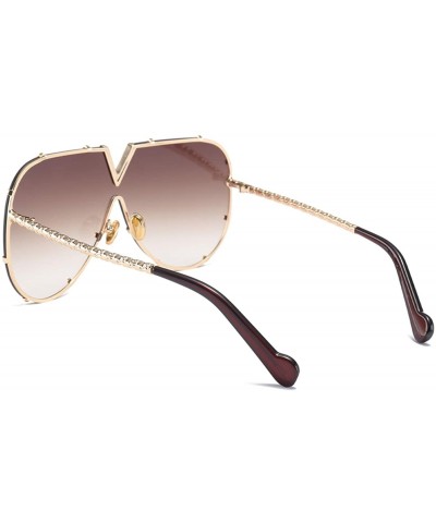 Oversized Sunglasses Men Women Design Metal Frame Oversized Personality Unisex Sun Glasses MS678 - C7 Gold-brown - C3197A2INE...