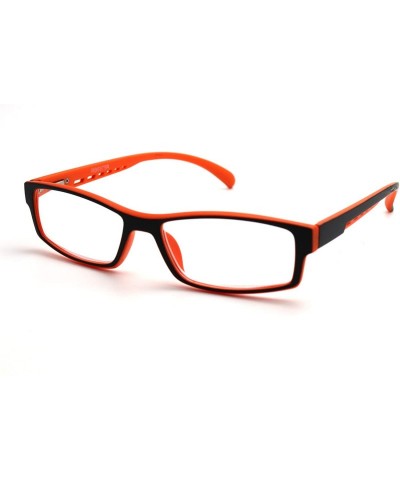 Rectangular Soft Matte Black w/ 2 Tone Reading Glasses Spring Hinge 0.74 Oz - Matte Black Orange - CG12C1Y0DAZ $17.44
