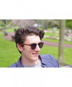 Round wood sunglasses fashion sunglasses for men and women uv400 protect - Leo - CD18XKD9CCX $7.82