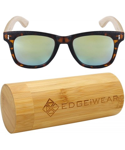 Wayfarer Horned Rim Wood Bamboo Sunglasses Mirrored Lens 540845BM - Set3 Yellow Lens+case - CZ18EMD4KAH $17.74