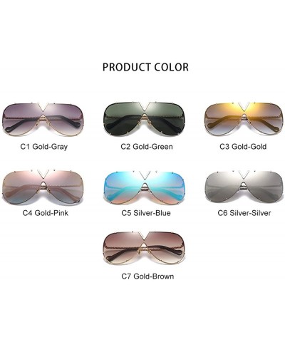 Oversized Sunglasses Men Women Design Metal Frame Oversized Personality Unisex Sun Glasses MS678 - C7 Gold-brown - C3197A2INE...