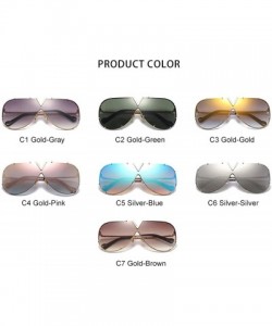 Oversized Sunglasses Men Women Design Metal Frame Oversized Personality Unisex Sun Glasses MS678 - C7 Gold-brown - C3197A2INE...