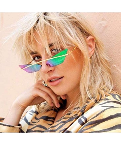Butterfly Cat Eye Trend Fashion Sunglasses Metallic Film Eyewear - Green Color - CY18IWDLCHS $13.77