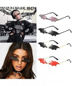 Rectangular Party Sunglasses Irregular Hippie Shades with Colored Lenses Funny Bat Shape Sunglasses - C - CO190LRRW3I $19.64